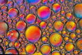 Abstract colorful bubbles. Mixing water and oil. Unrealistic colored bubbles, different color filters Royalty Free Stock Photo