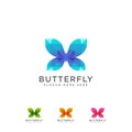 Abstract colorful butterfly logo icon vector set Royalty Free Stock Photo