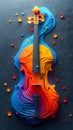 Abstract Colorful Cello Design on Dark Background. Generative ai