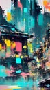 Abstract colorful city illustration ai generated Royalty Free Stock Photo