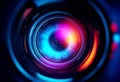 Abstract and colorful close-up of artificial intelligence visual sensor - video camera with organic eye retina