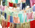 Abstract Colorful clothes on a laundry line Royalty Free Stock Photo