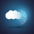 Cloud Computing Design Concept with Wireframe - Digital Network Connections, Technology Background Royalty Free Stock Photo