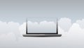 Cloud Computing Design Concept with Laptop and Clouds - Digital Network Connections, Technology Background Royalty Free Stock Photo