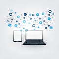 Internet of Things, Cloud Computing Design Concept with Icons - Digital Network Connections, Technology Background Royalty Free Stock Photo