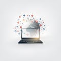 Colorful Internet of Things, Cloud Computing Design Concept with Icons - Digital Network Connections, Technology Background Royalty Free Stock Photo