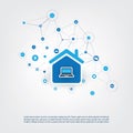 Smart Home, Cloud Computing Design Concept with Icons - Digital Network Connections, Technology Background Royalty Free Stock Photo