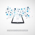 Internet of Things, Cloud Computing Design Concept with Icons - Digital Network Connections, Technology Background Royalty Free Stock Photo