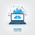 Smart City, Internet of Things or Cloud Computing Design Concept with Icons - Digital Network Connections, Technology Background Royalty Free Stock Photo