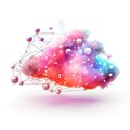 Abstract colorful cloud shape with network connection and spheres Royalty Free Stock Photo