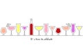 Abstract colorful cocktail glasses. Concept for bar menu, party, alcohol drinks. It`s time to celebrate. Royalty Free Stock Photo
