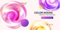 Abstract colorful color mixing shapes. Fluid blended gradients banner design. Modern background