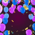 Abstract colorful confetti and balloons background. Balloons and confetti isolated on the white. Vector holiday illustration Royalty Free Stock Photo