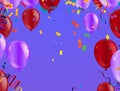 Abstract colorful confetti and balloons background. Balloons and confetti isolated on the white. Vector holiday illustration Royalty Free Stock Photo