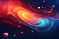 Abstract colorful cosmos background. Planets and galaxies, sky and stars in universe. AI generated Royalty Free Stock Photo