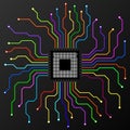 Abstract colorful Cpu. Microprocessor. Microchip