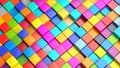 Abstract colorful cube background, vibrant geometric pattern, 3D render, artistic design. Royalty Free Stock Photo