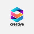 Abstract Colorful Cube Shape Logo Design