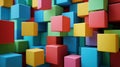 Abstract Colorful Cubes: A vibrant 3D rendering of multicolored blocks, creating a dynamic and playful visual experience Royalty Free Stock Photo