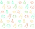 Abstract colorful cute cats and prop outline illustration art for pattern, background.