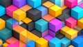 Abstract colorful 3D cubes background, geometric pattern, vibrant blocks, modern design. Royalty Free Stock Photo