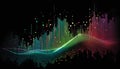 Abstract colorful digital sound wave on black background. Music concept. Vector illustration Royalty Free Stock Photo