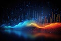 abstract colorful digital sound wave on dark technology background. Abstract technology background. Big data visualization. Royalty Free Stock Photo