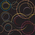 Abstract colorful dotted circles retro pattern design black background Royalty Free Stock Photo