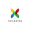 Abstract Colorful Dynamic X Logo Sign Symbol Icon Royalty Free Stock Photo