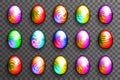 Abstract colorful easter eggs multicolor decorative set icons transparent background vector illustration Royalty Free Stock Photo