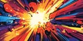 Abstract Colorful Explosion with Radial Lines and Blobs Royalty Free Stock Photo
