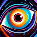 Abstract colorful eye in the style of pop art. Vector illustration. AI Generated Royalty Free Stock Photo