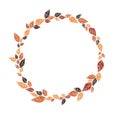 Abstract colorful fall leaves wreath for decoration on Autumn season. Royalty Free Stock Photo