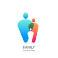 Abstract colorful family logo, icon, emblem design template. Overlapping people silhouettes.