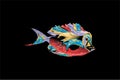 Abstract colorful fish with black Background. Vector Illustration Royalty Free Stock Photo