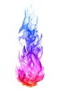 Abstract colorful flame patterns on white background