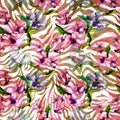 Abstract colorful floral pattern with fabric texture