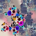 abstract colorful floral silk scarf design