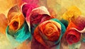 Abstract colorful flowers decorative background. Beautiful floral luxury wallpaper, digital art illustration Royalty Free Stock Photo