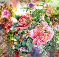 Abstract colorful flowers watercolor painting. Spring multicolored in nature. Royalty Free Stock Photo