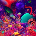 abstract colorful fluorescent neon psychedelic background, neural network generated art