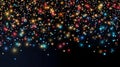 Abstract colorful flying particles on dark background. Neural network generated image