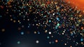 Abstract colorful flying particles on dark background. Neural network generated image