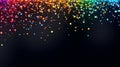 Abstract colorful flying particles on dark background. Neural network generated image