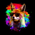 Abstract colorful fox illustration, graphic design concept