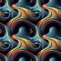 Abstract colorful funky surreal psychedelic dynamic liquid 3D forms substance seamless pattern