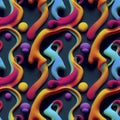 Abstract colorful funky surreal psychedelic dynamic liquid 3D forms substance seamless pattern Royalty Free Stock Photo