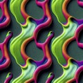 Abstract colorful funky surreal psychedelic dynamic liquid 3D forms substance seamless pattern Royalty Free Stock Photo