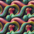 Abstract colorful funky surreal psychedelic dynamic liquid 3D forms substance seamless pattern Royalty Free Stock Photo