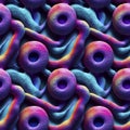 Abstract colorful funky surreal psychedelic dynamic liquid 3D forms substance seamless pattern